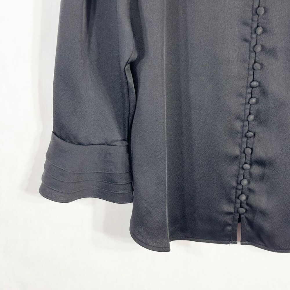 Soft Surroundings Medium Petite Top Sonnet Blouse Black Bell Sleeve 952 View 6